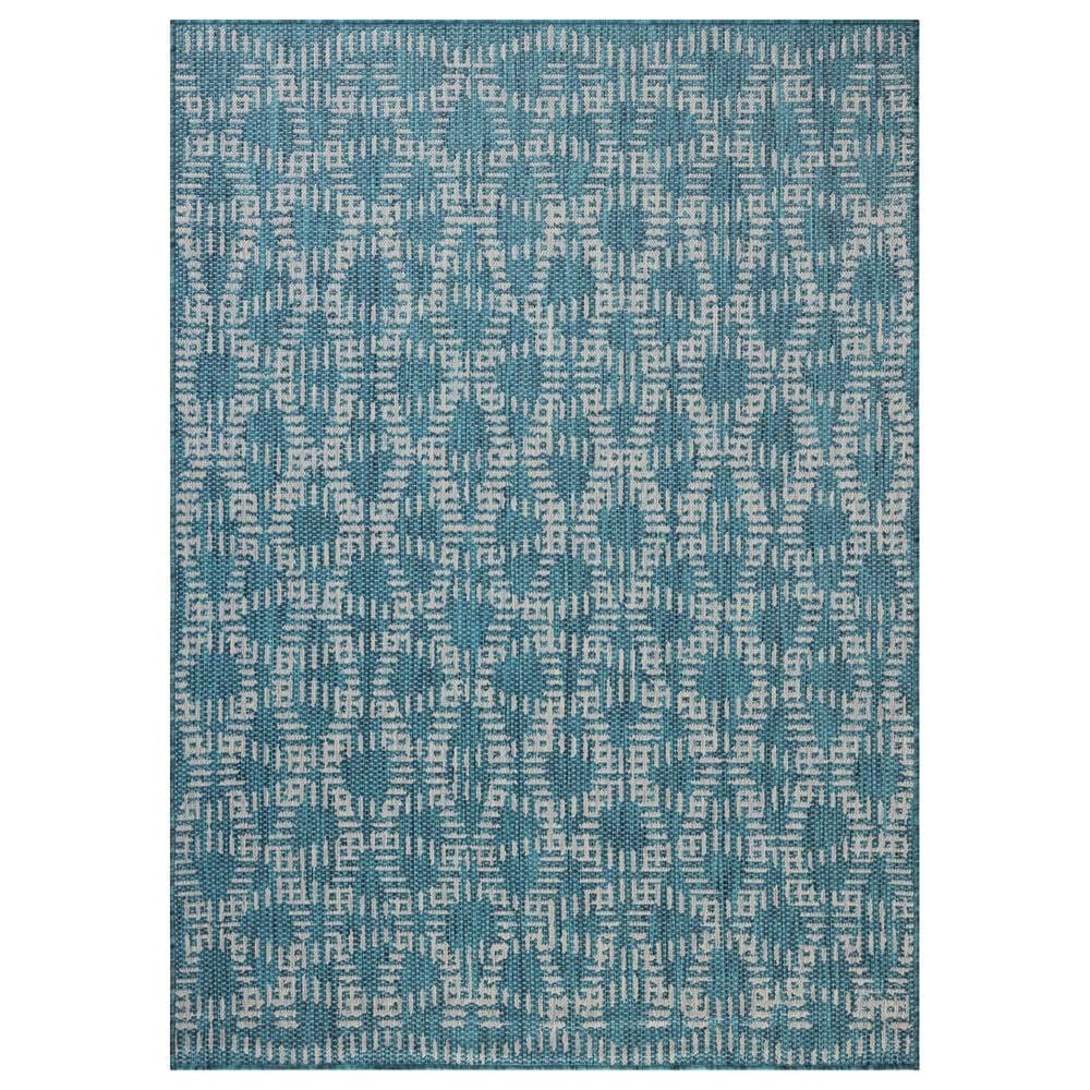 Loloi Easton Fog and Teal 6&#39;7&quot; x 9&#39;4&quot; Indoor/Outdoor Area Rug, , large