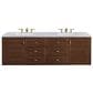 James Martin Vanities Amberly 72" Double Bathroom Vanity in Walnut with 3 cm Carrara White Marble Top and Rectangular Sinks, , large