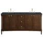James Martin Kinnsden 72" Double Bathroom Vanity in Sable Oak with 3 cm Charcoal Soapstone Silestone Top and Rectangular Sinks, , large