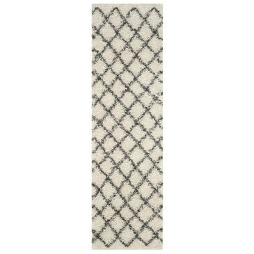 Safavieh Dallas Shag SGD258H-28 2"3" x 8" Ivory/Dark Grey Runner, , large