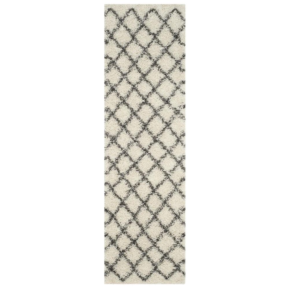 Safavieh Dallas Shag SGD258H-28 2"3" x 8" Ivory/Dark Grey Runner, , large