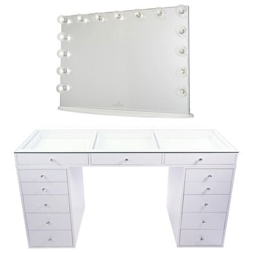 Pacific Landing 47 Vanity Set with LED Accent in Grey High Gloss and Clear