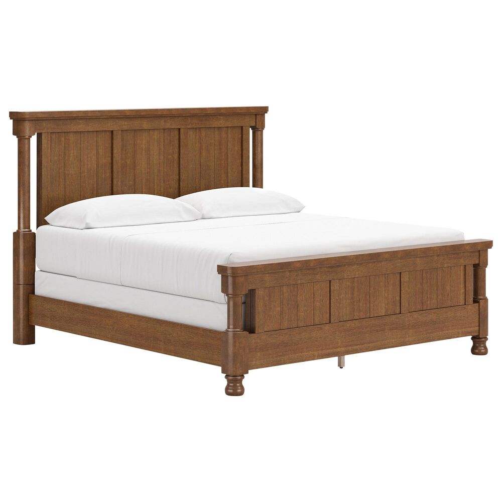 Ashley Rowlenstown California King Panel Bed with Two Nightstands in Brown, , large