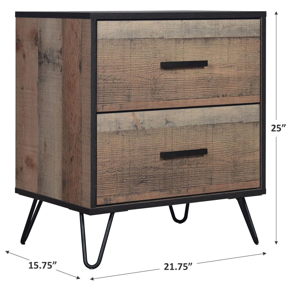 New Heritage Design Elk River 2-Drawer Nightstand in Rustic Brown, , large