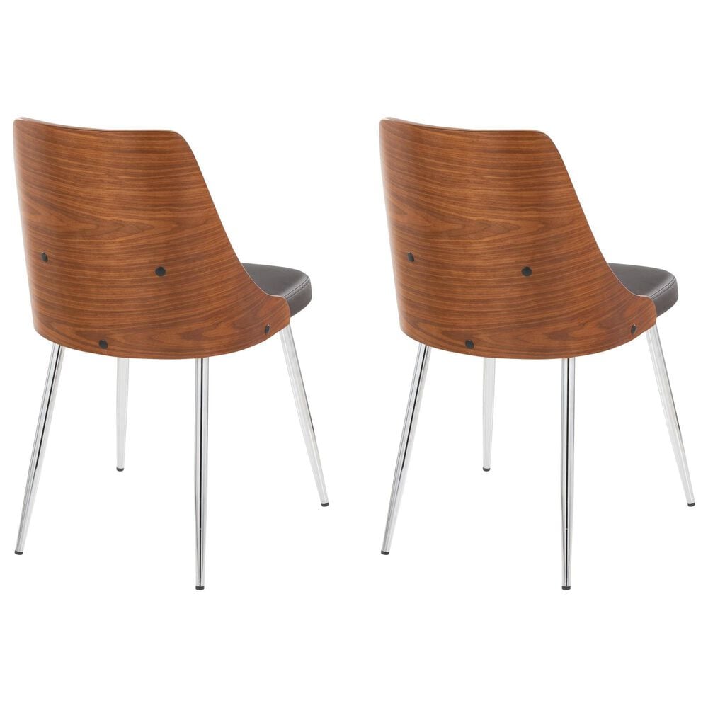 LumiSource Anabelle Side Chair with Brown Cushion in Chrome and Walnut (Set of 2), , large