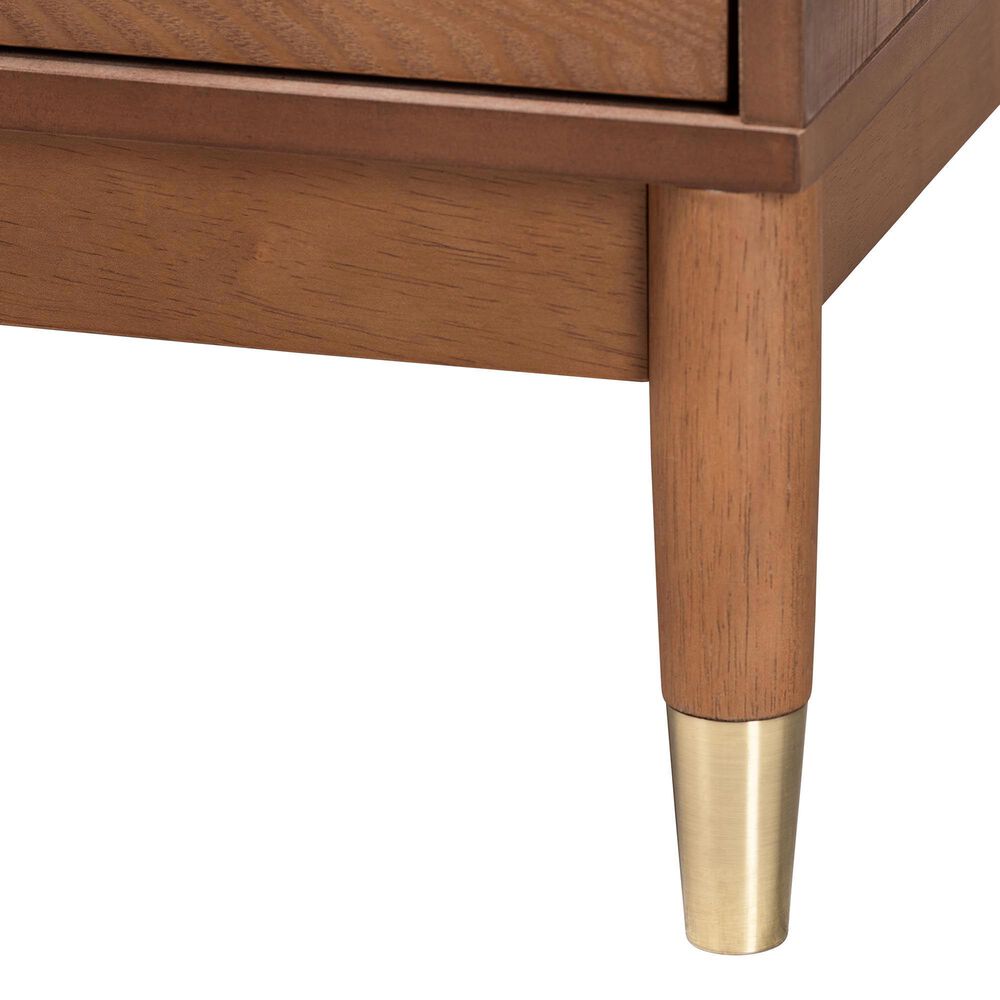Baxton Studio Mandolin 2-Drawer Nightstand in Ash Walnut and Gold, , large
