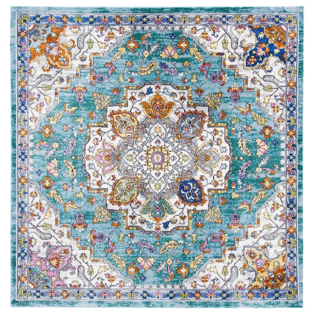 Safavieh Aria 6"6" Square Turquoise and Ivory Area Rug, , large