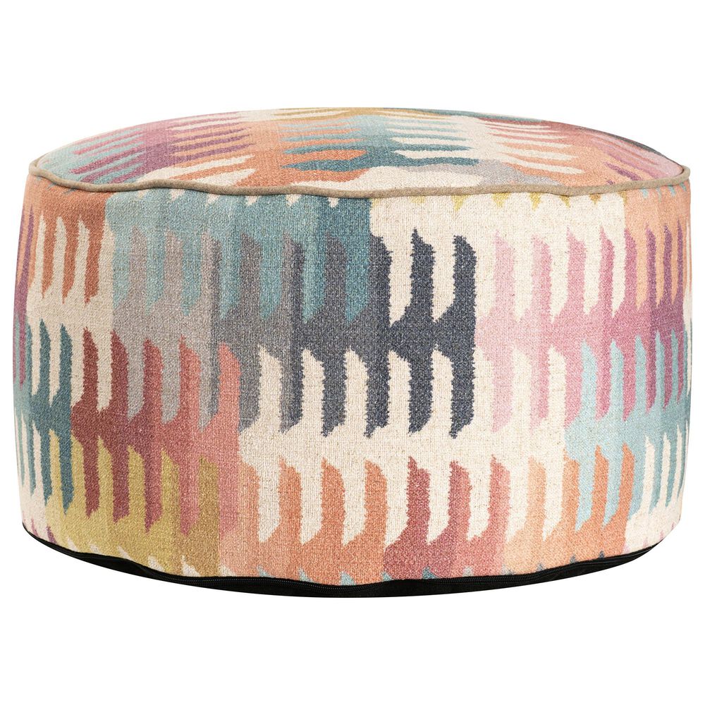 Howard Elliott Navajo Foot Pouf in Coral, Blush, Teal and Mustard, , large