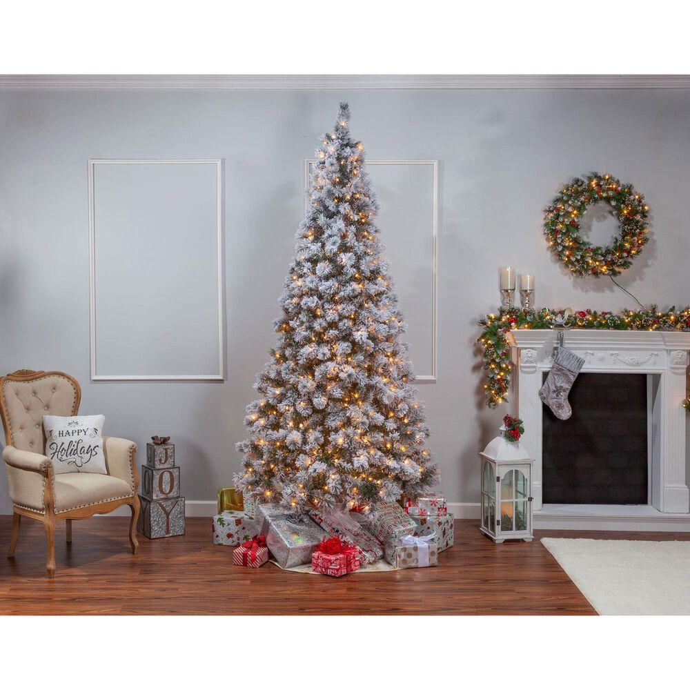 The Gerson Company 9&#39; Pre-Lit Boise Pine Christmas Tree in Green, , large