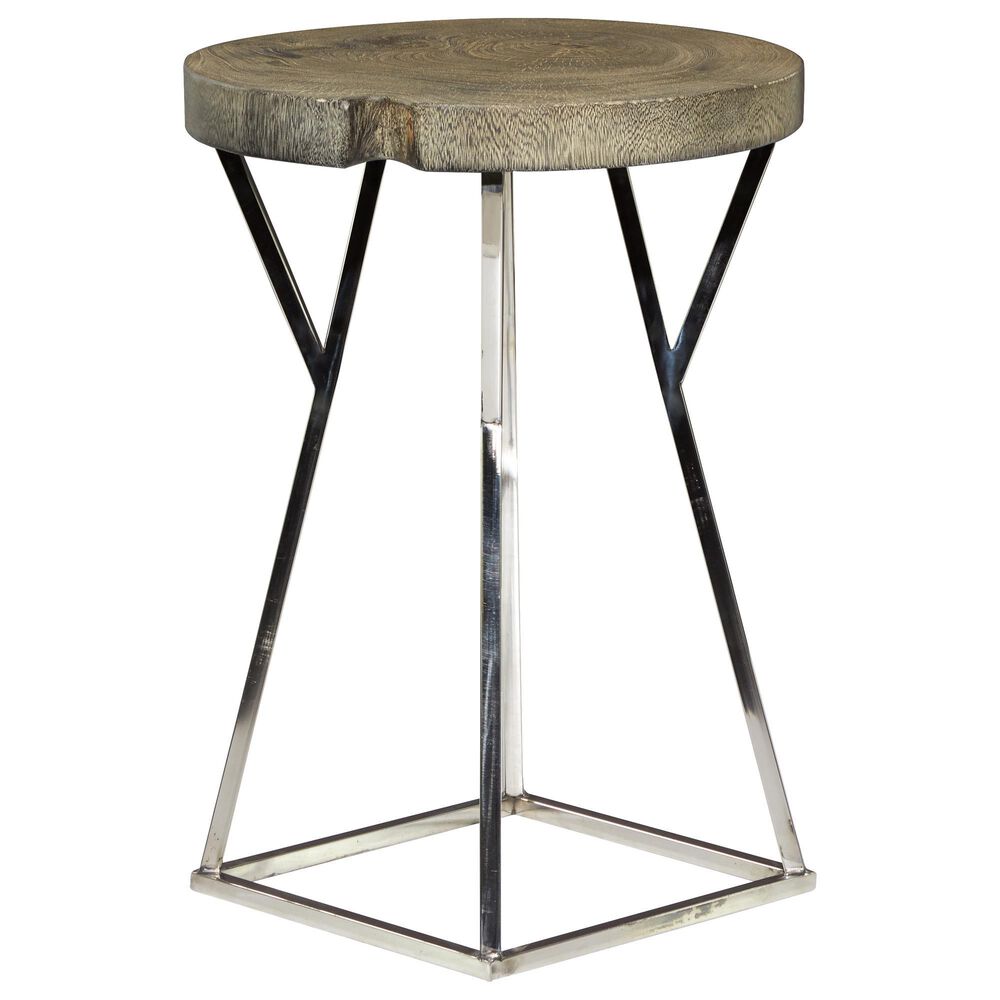 Maple and Jade Accent Table in Natural Brown and Silver, , large