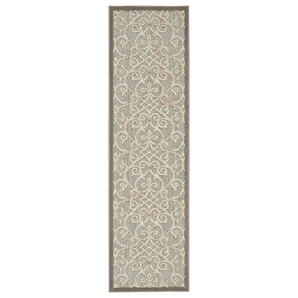 Nourison Aloha Damask 2"3" x 8" Natural Indoor/Outdoor Runner, , large