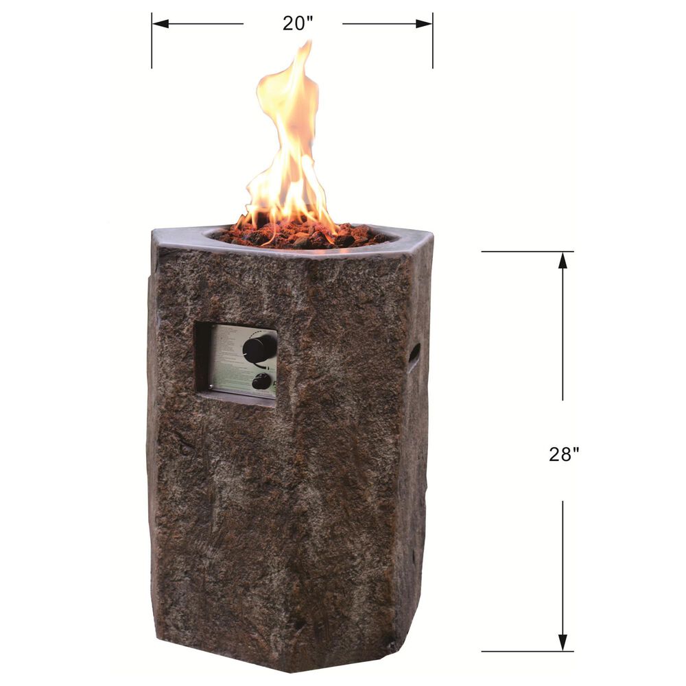 Elementi Fire Basalt Hexagon Liquid Propane Fire Column in Brown, , large