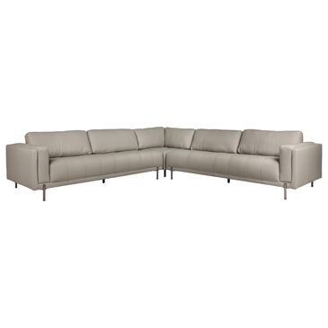 Kuka Home 3-Piece Leather Sectional in Light Gray, , large