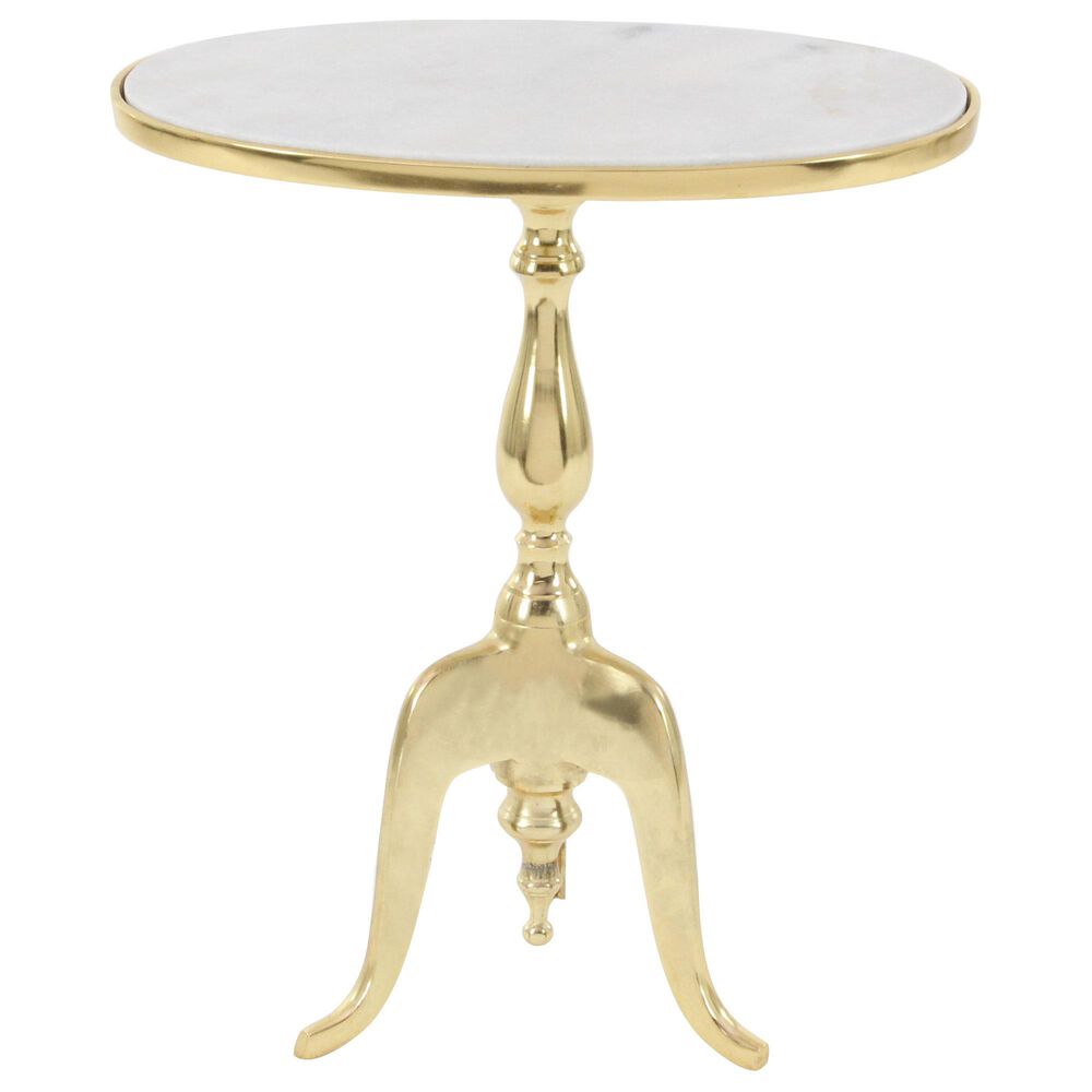 Maple and Jade Oval Pedestal Accent Table in Gold and Grey, , large