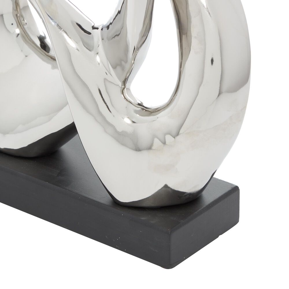 Maple and Jade 12&quot; Abstract Infinity-Shaped Sculpture in Silver and Black, , large