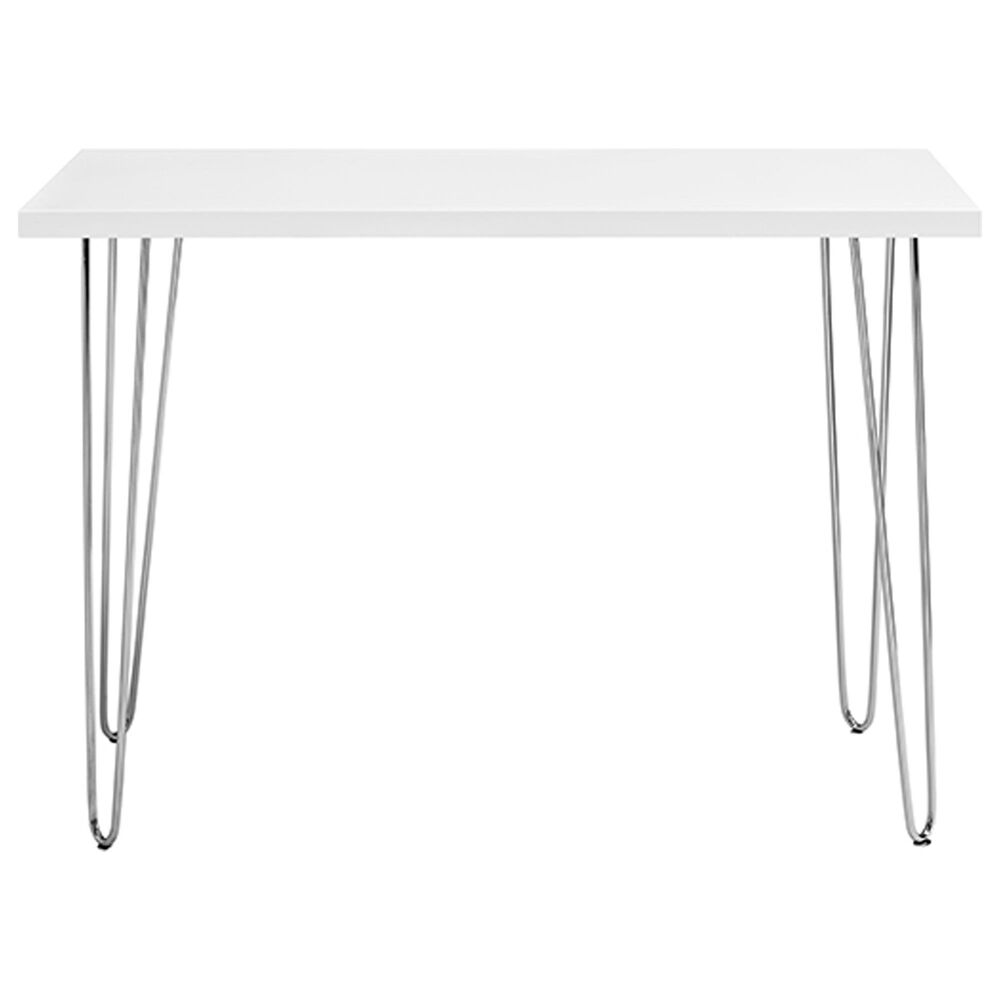 Walker Edison Hairpin 42&quot; Writing Desk in Chrome and White, , large