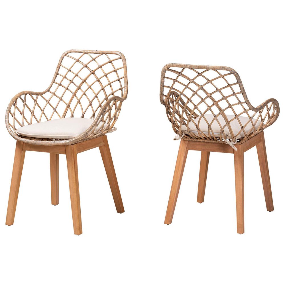 Baxton Studio Ballerina Arm Chair in Greywash and Natural Brown (Set of 2), , large