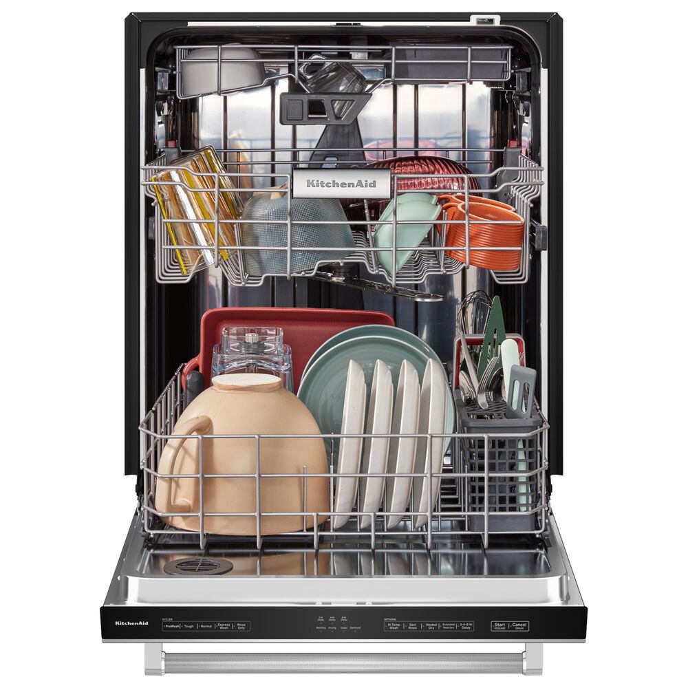 KitchenAid 24&quot; Built In Bar Handle Dishwasher with Top Control in Black Stainless, , large