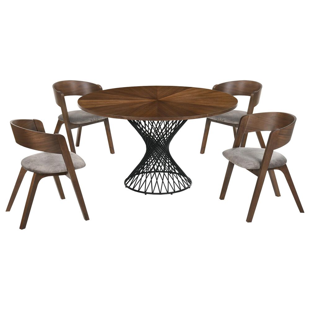 Blue River Cirque and Jackie 5-Piece Round Dining Set in Black and Walnut, , large