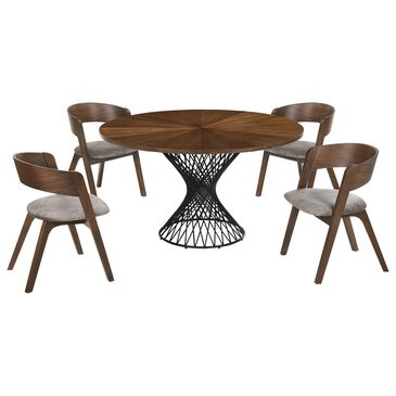 Blue River Cirque and Jackie 5-Piece Round Dining Set in Black and Walnut, , large