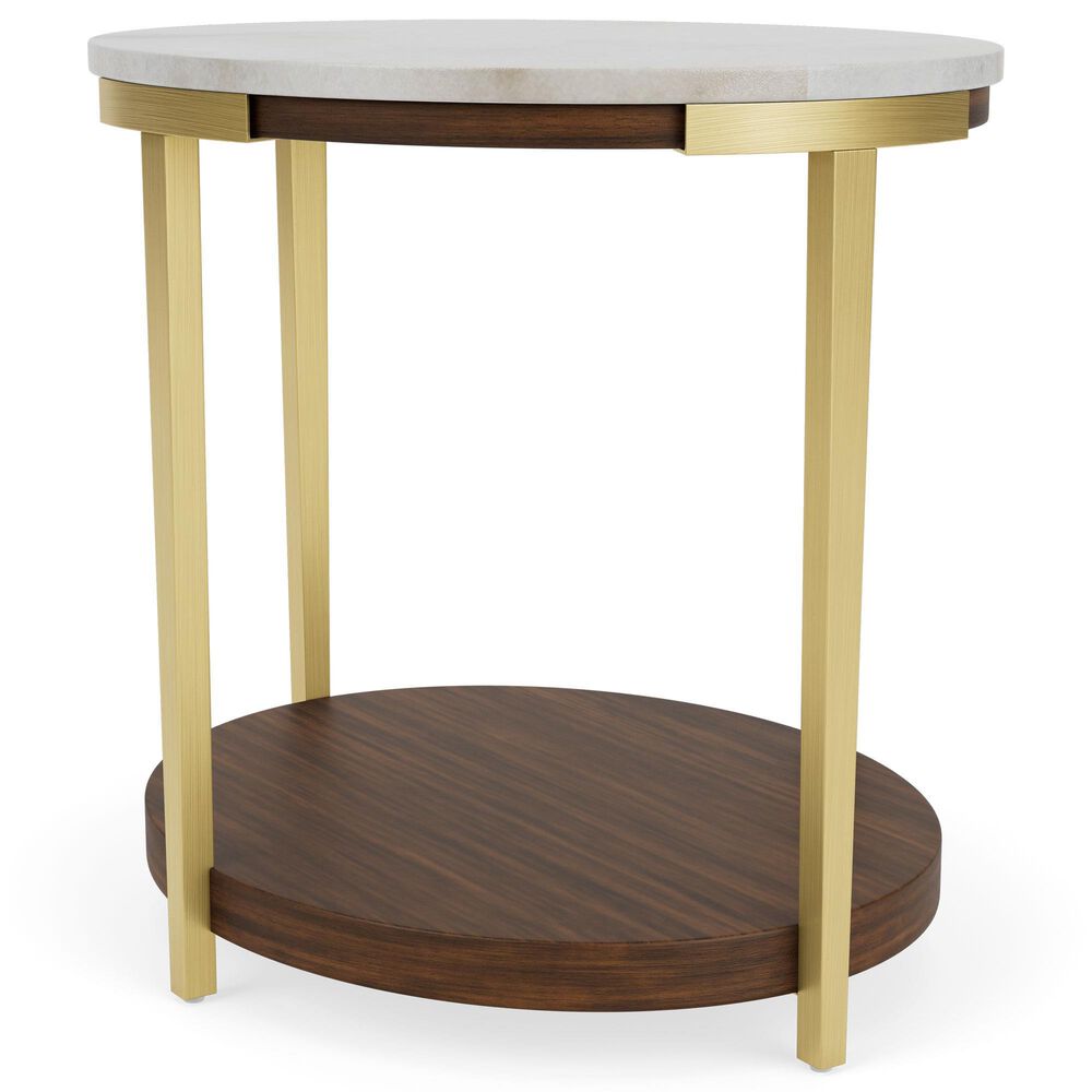Riverside Furniture Emery Oval End Table in Smoked Cherry and Bronze, , large