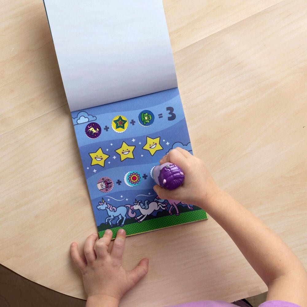 Melissa &amp; Doug Unicorn 24-Page Activity Pad and Sticker Stamper in Purple, , large