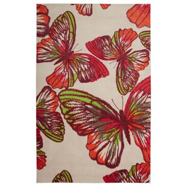 Karastan Prismatic 5" x 8" Lime Green, Cream, Pink and Red Kids Area Rug, , large