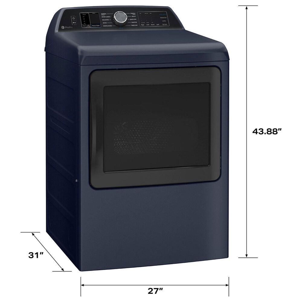 GE Profile 5.4 Cu. Ft. Top Load Impeller Washer and 7.3 Cu. Ft. Electric Dryer Laundry Pair in Sapphire Blue, , large