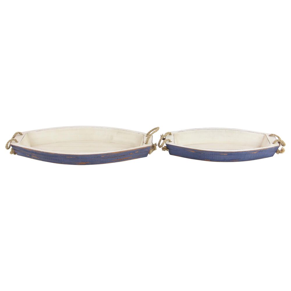 Maple and Jade Coastal Tray in White and Blue &#40;Set of 2&#41;, , large