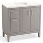 Kohler Seer 36" Single Bathroom Vanity in Mohair Grey with 3 cm Pure White Quartz Top and Rectangular Sink, , large