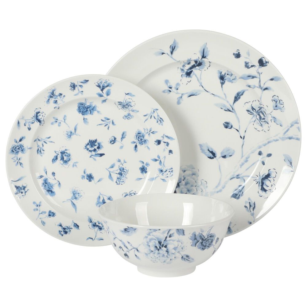 Gibson Overseas, Inc Empress Bouquet 12-Piece Dinnerware Set in Blue and White, , large