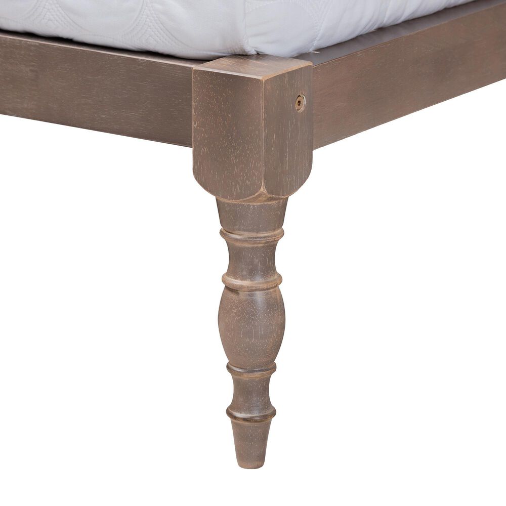 Baxton Studio Iseline Queen Platform Bed Frame in Antique Oak, , large