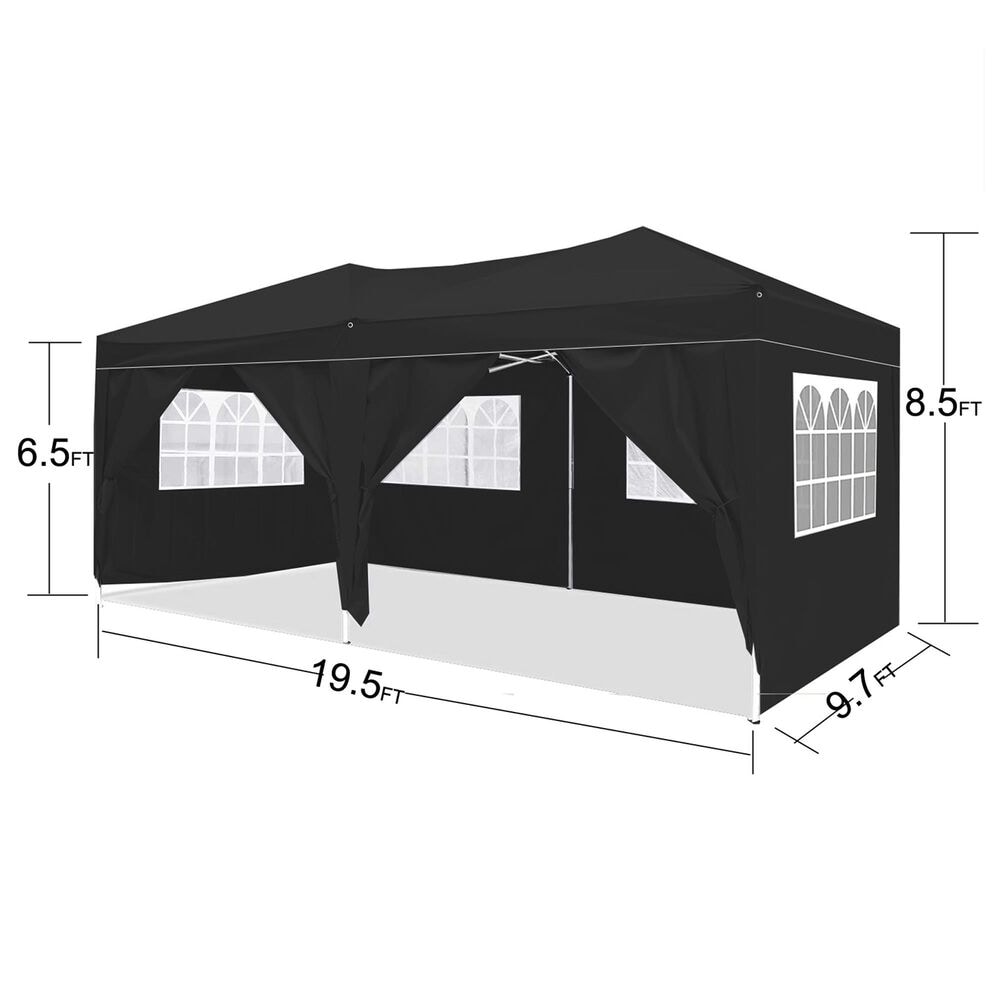 HOMLUX 10' x 20' Outdoor Pop Up Canopy Gazebo for Party in Black, , large