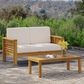 Hearth and Haven 2-Piece Patio Conversation Set with Cream Cushion in Teak, , large