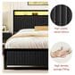 HOMLUX Full Upholstered Platform Storage Bed Frame in Black, , large