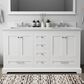 Lexora Home Dukes 60" Double Bathroom Vanity in White with 2 cm White Quartz Top and Rectangular Sinks, , large