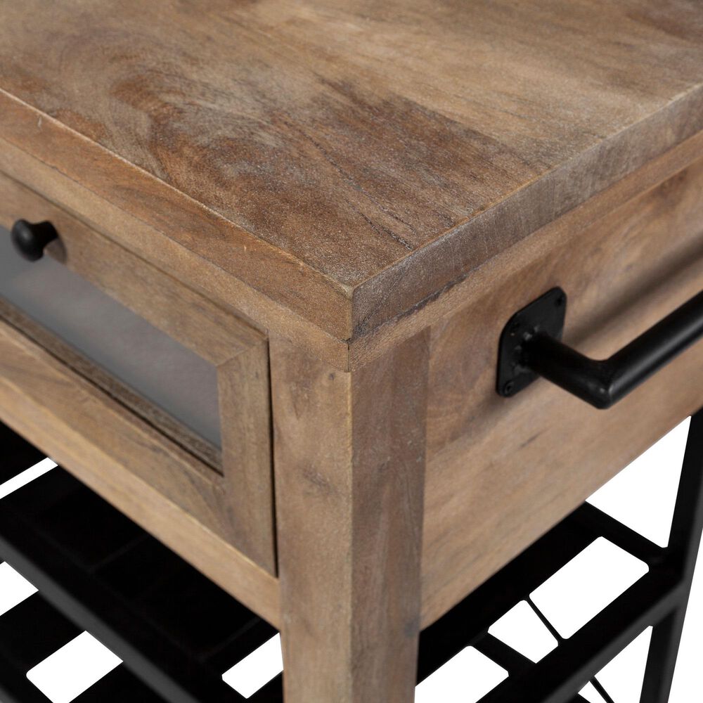 Mercana Stuart I Kitchen Island in Light Brown and Matte Black, , large