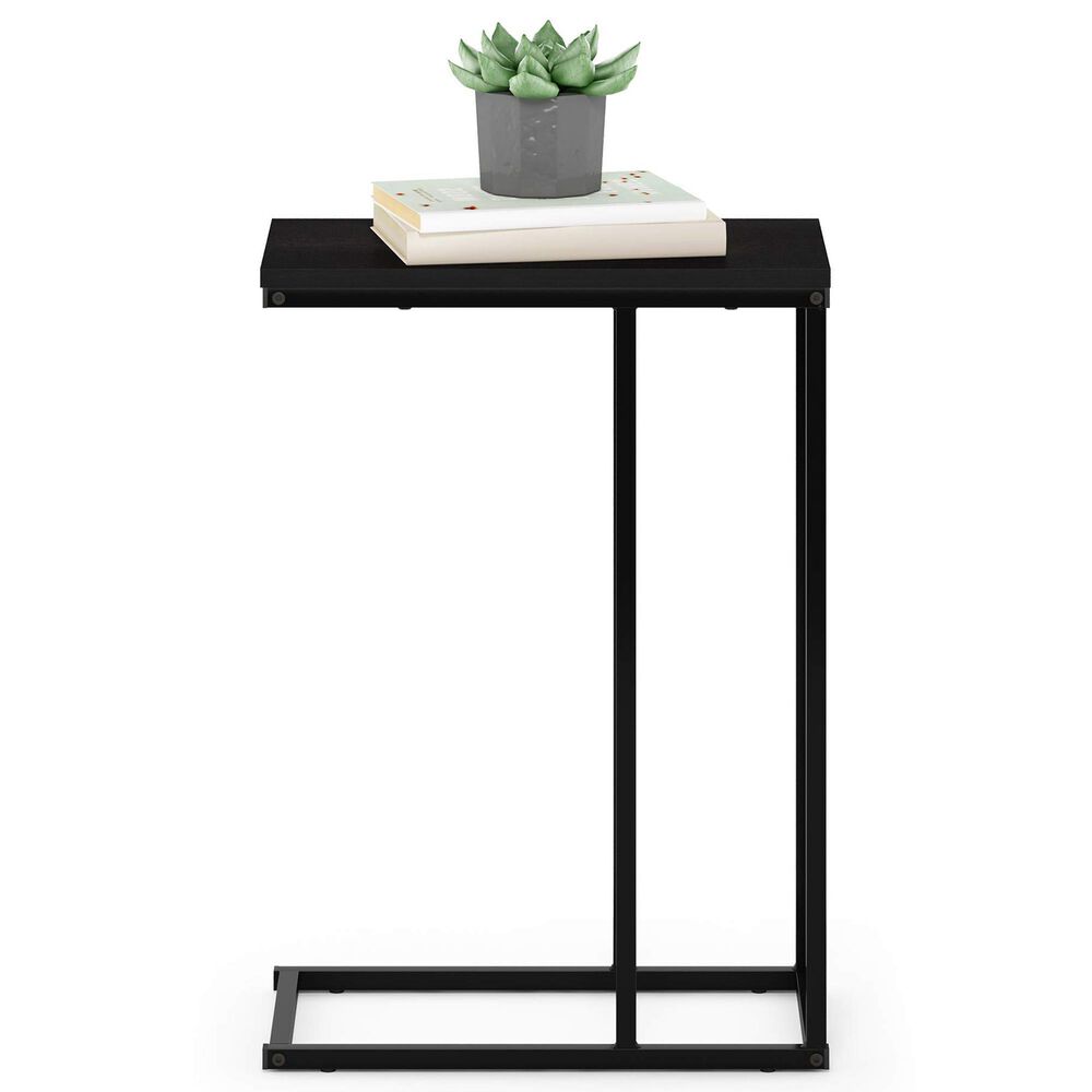 HOMLUX C Shaped Side Table in Americano and Black, , large