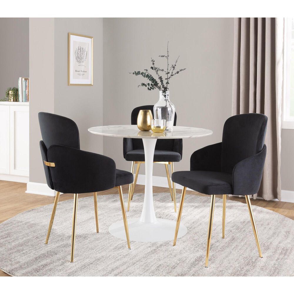 Lumisource Dahlia Dining Arm Chair with Black Velvet Cushion in Gold &#40;Set of 2&#41;, , large