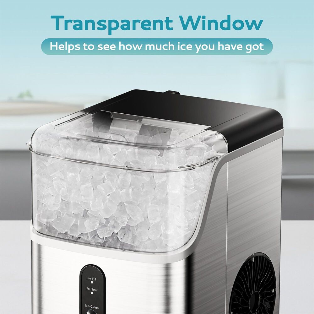 Euhomy 35 Lbs Portable Nugget Ice Maker with Automatic Cleaning in Silver, , large