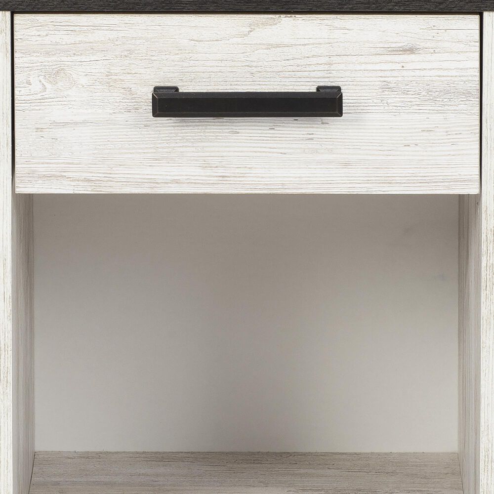 Ashley Shawburn 1-Drawer Nightstand in Whitewash and Charcoal Gray, , large