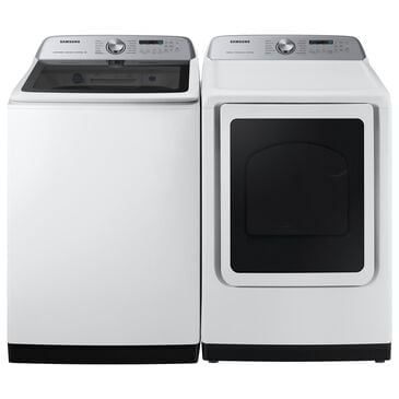 Samsung 5.2 Cu. Ft. Large Capacity Smart Top Load Washer and 7.4 Cu. Ft. Smart Electric Dryer Laundry Pair in White, , large