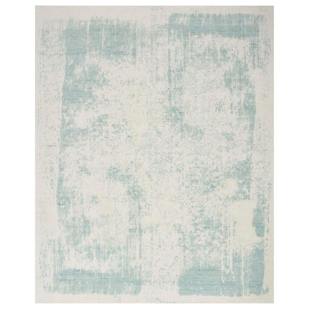 Nourison Harmony 7"9" x 9"9" Ivory and Aqua Area Rug, , large