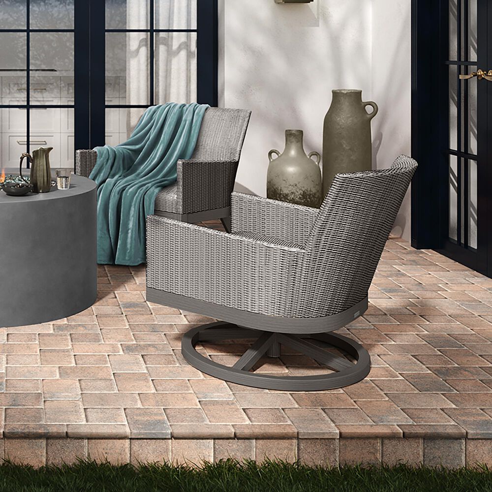 Ebel Outdoor Furniture Siena Patio Swivel Rocker Chair in Fog and Smoke, , large