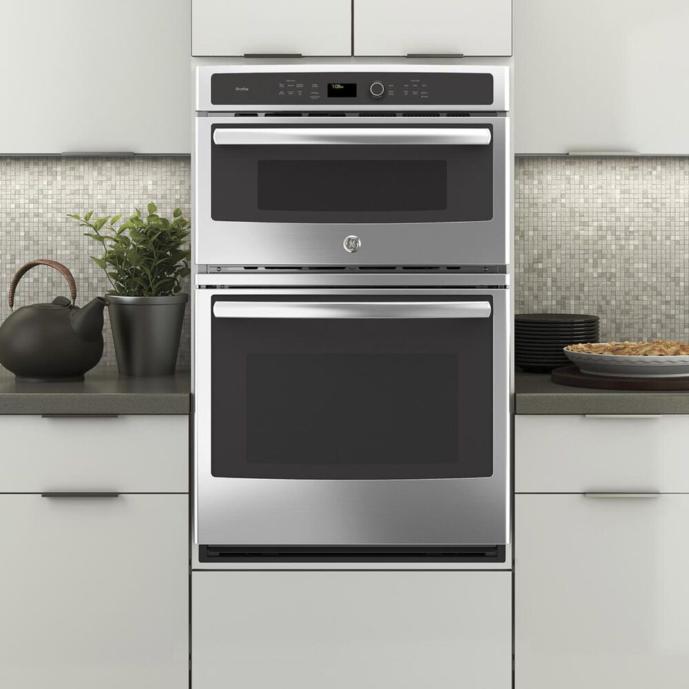 GE Profile 27" Built-In Combination Convection Microwave and Convection Wall Oven in Stainless Steel, , large
