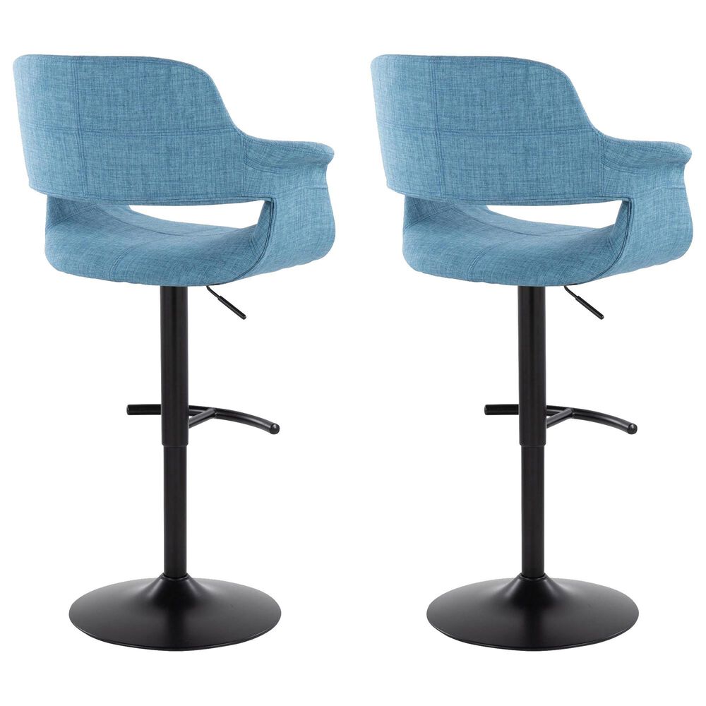 Lumisource Vintage Flair Swivel Adjustable Bar Stool with Blue Cushion