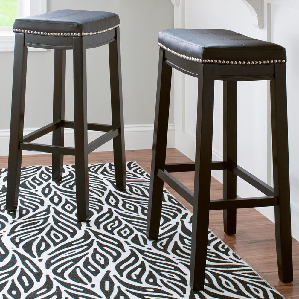 Linon Home Decor Claridge Bar Stool in Black (Set of 2), , large