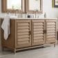 James Martin Vanities Portland 60" Double Bathroom Vanity in Whitewashed Walnut with 3 cm Arctic Fall Solid Surface Top and Rectangular Sinks, , large