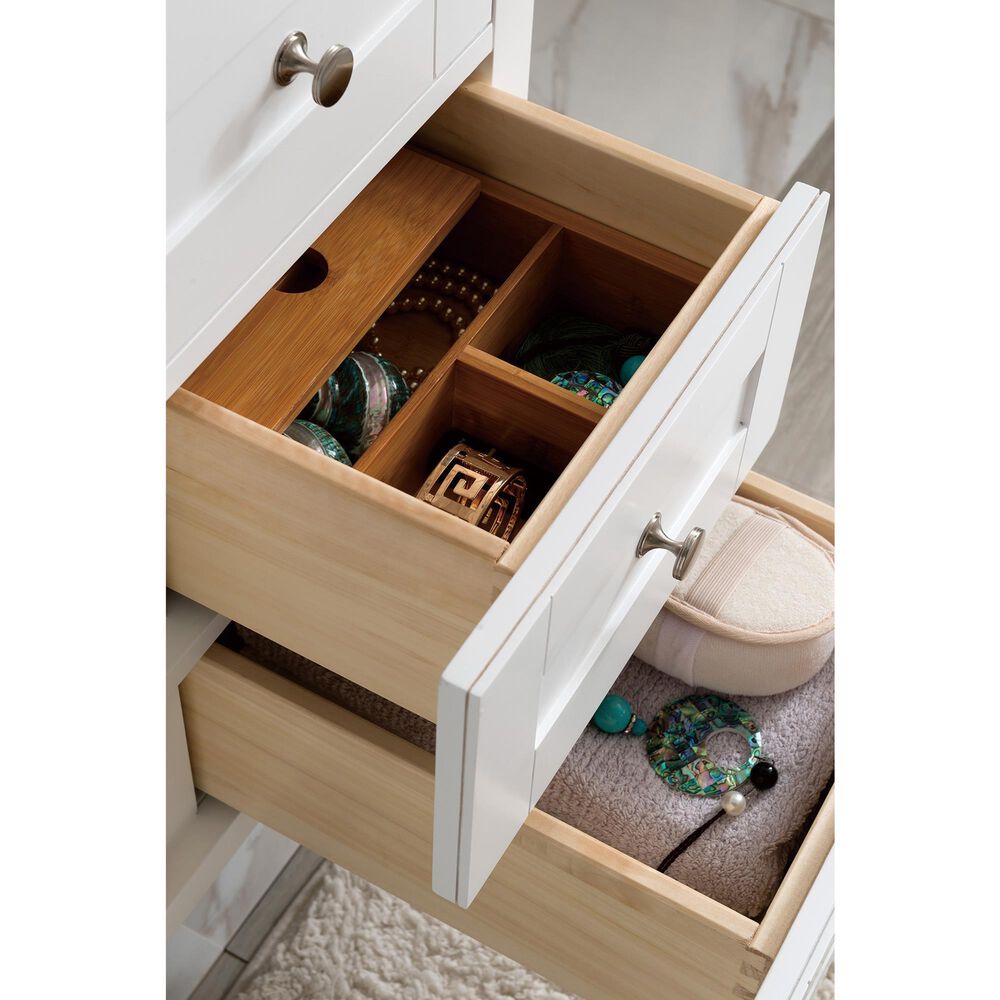 James Martin Vanities Palisades 36&quot; Single Bathroom Vanity in Bright White with 3 cm Arctic Fall Solid Surface Top and Rectangular Sink, , large