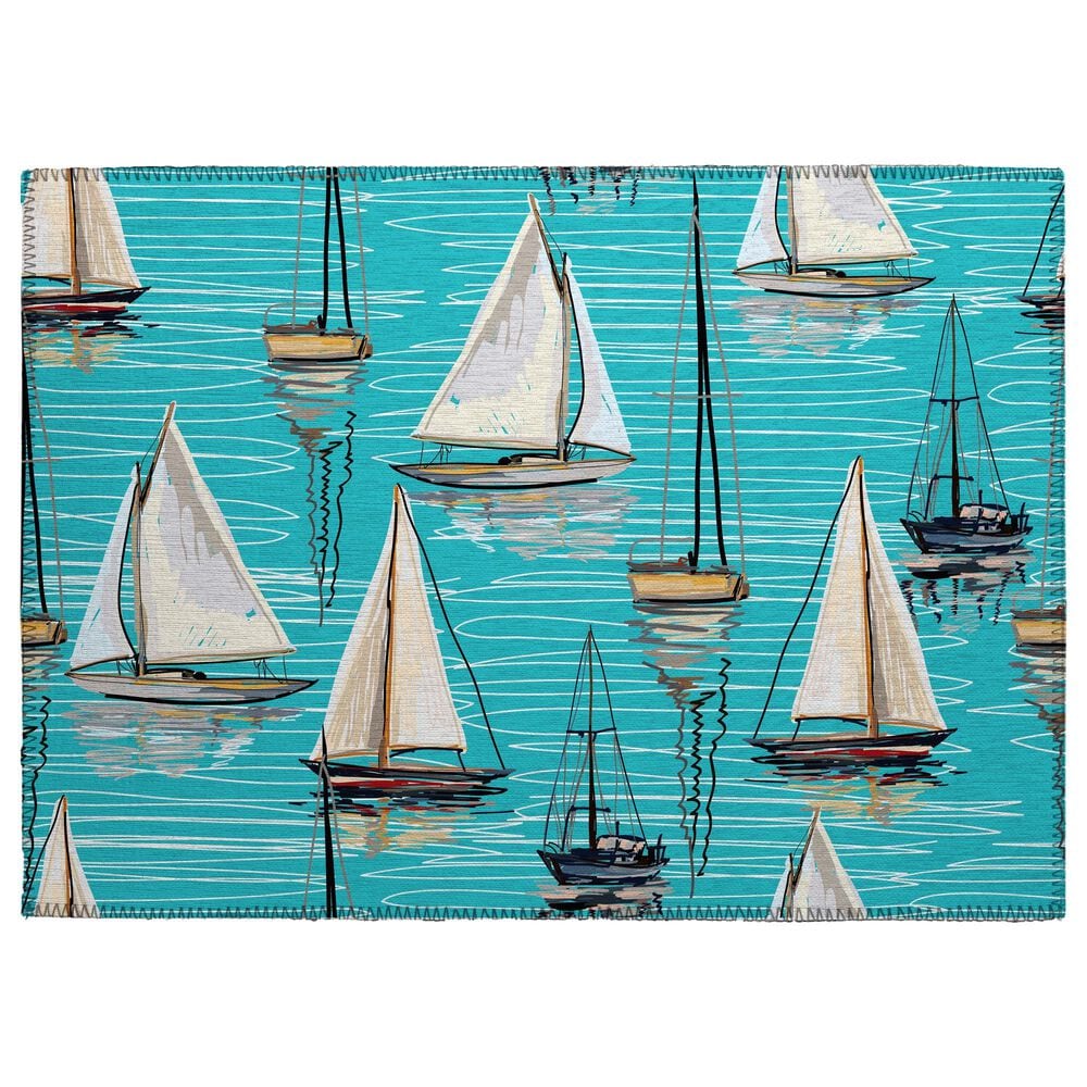 Dalyn Rug Company Harbor 2"6" x 3"10" Teal Indoor/Outdoor Area Rug, , large